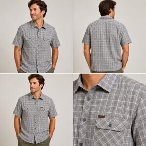 Orvis Men’s XXL Gray Plaid Short Sleeve Button Front Outdoor Shirt
